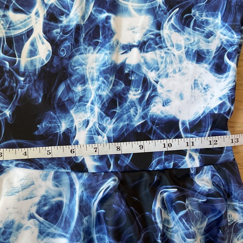 LIMITED M Black Milk Dark Places Blue Smoke Faces Reversible Scoop Skater Dress - Picture 7 of 12